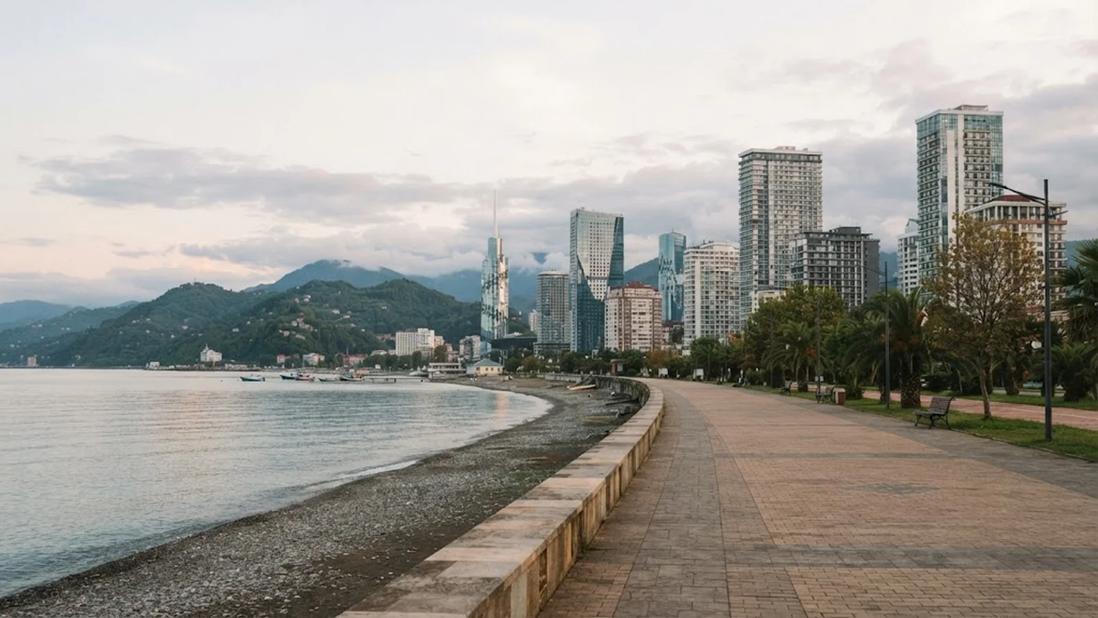 Apartment towers on the Batumi seafront in the morning